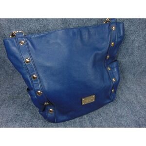 Michael Kors Jet Set Tote Blue Pebbled Leather Studded Shoulder Bag